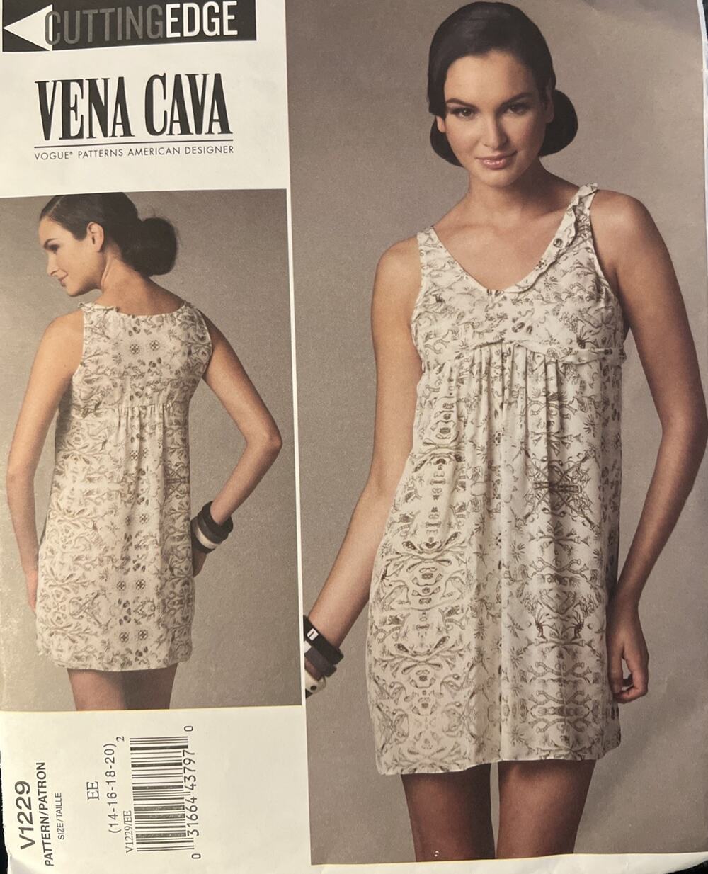 Vogue VENA CAVA Cutting Edge Dress Pattern V1229, Size 14 - 20, Out of Print